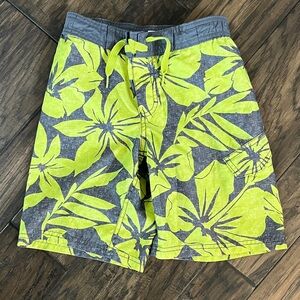 Old Navy Swim Trunks - Gray with Yellow Floral